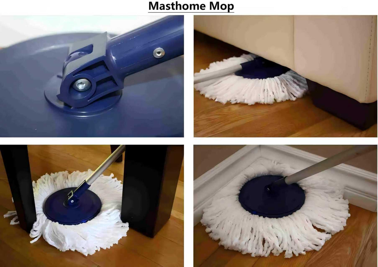 Masthome - 2019 Edition - Award Winning Original Hand Push Spin Mop - Lifetime Warranty (2 Microfiber Mop Heads Included)